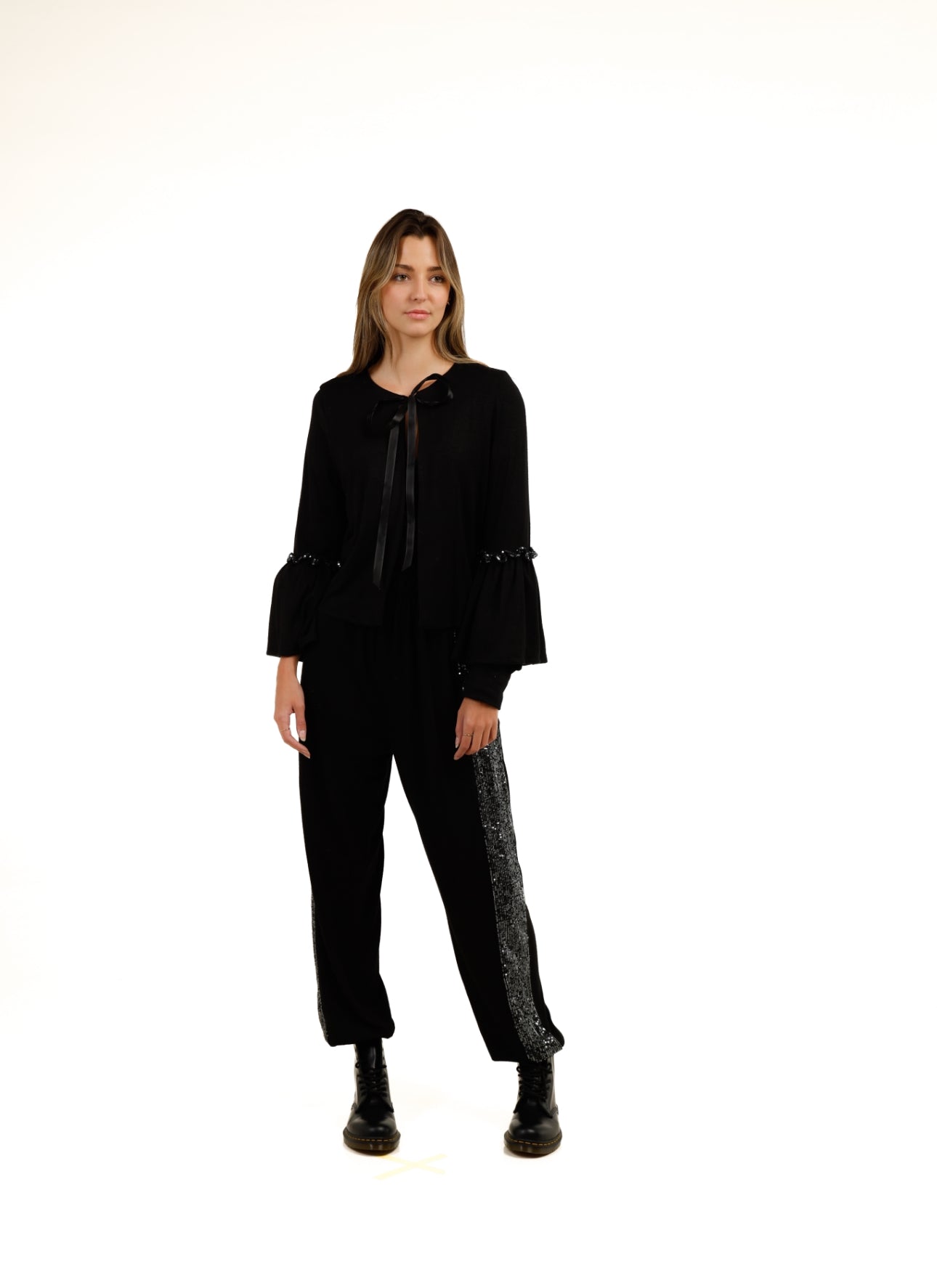 Black Cardi with Ribbon and Bling