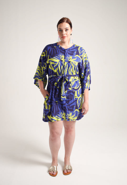 Neon Floral Zip Dress