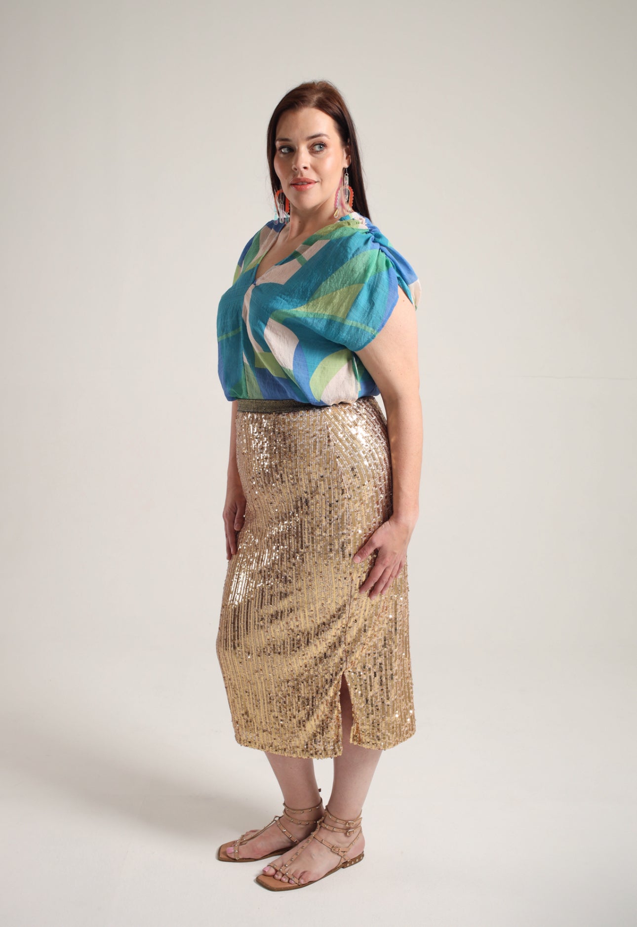 Virgo Sequins Midi Skirt