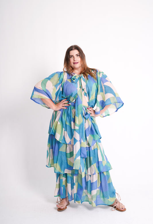 Ruffle Print Skirt/Halter Dress