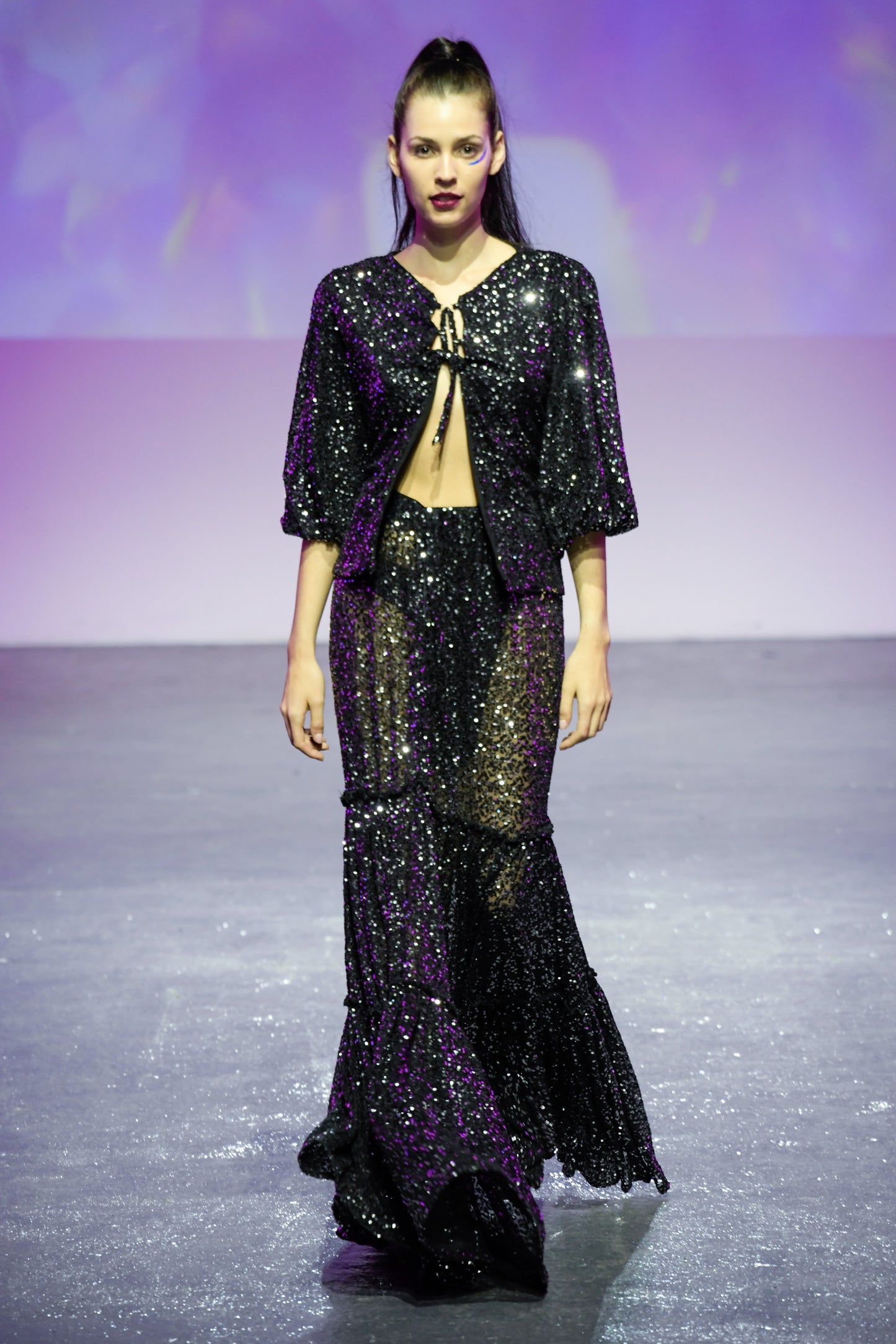 Sequins Tiered Maxi Skirt