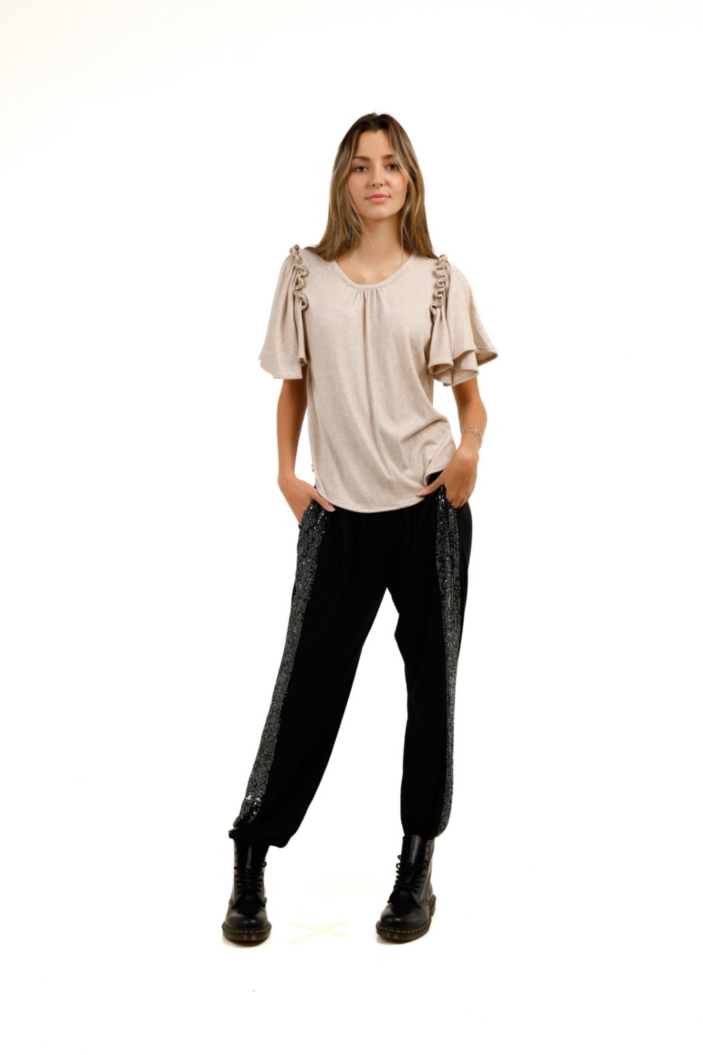 Knit Ruffle Sleeve Top