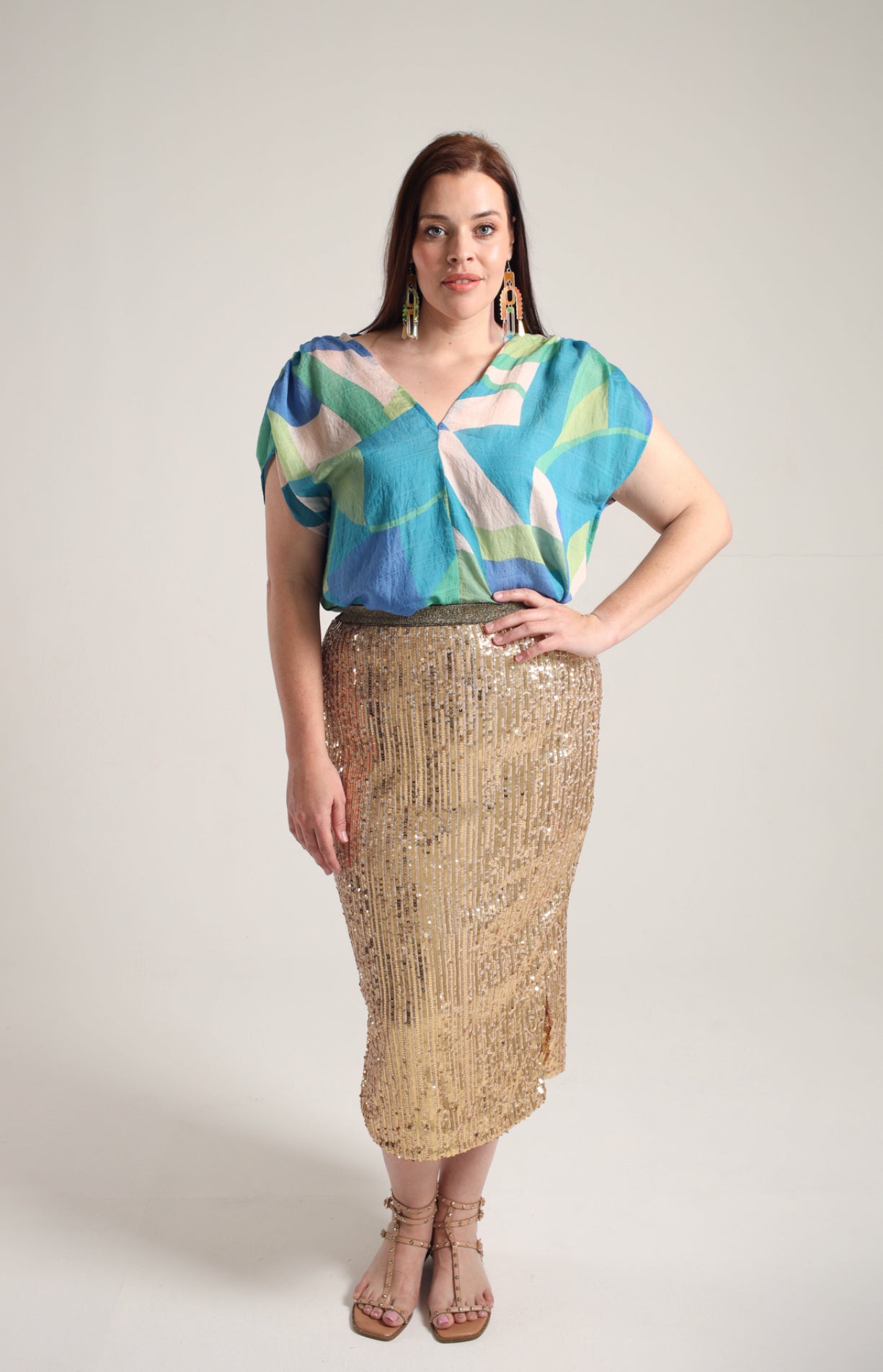Virgo Sequins Midi Skirt