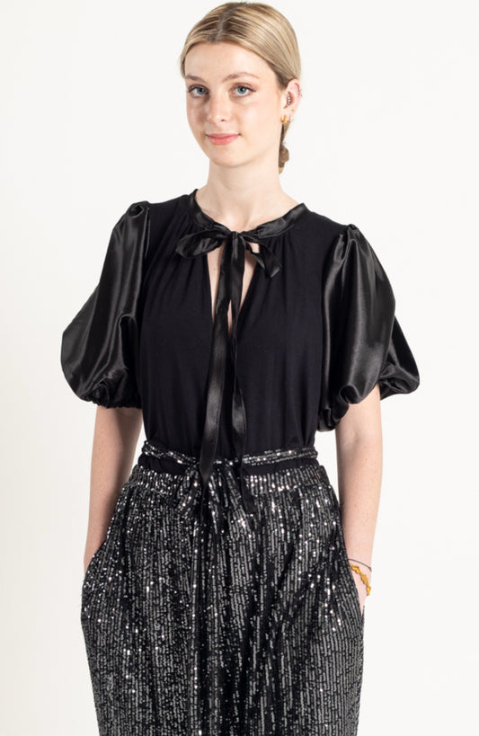 Satin Bubble Sleeve Tee