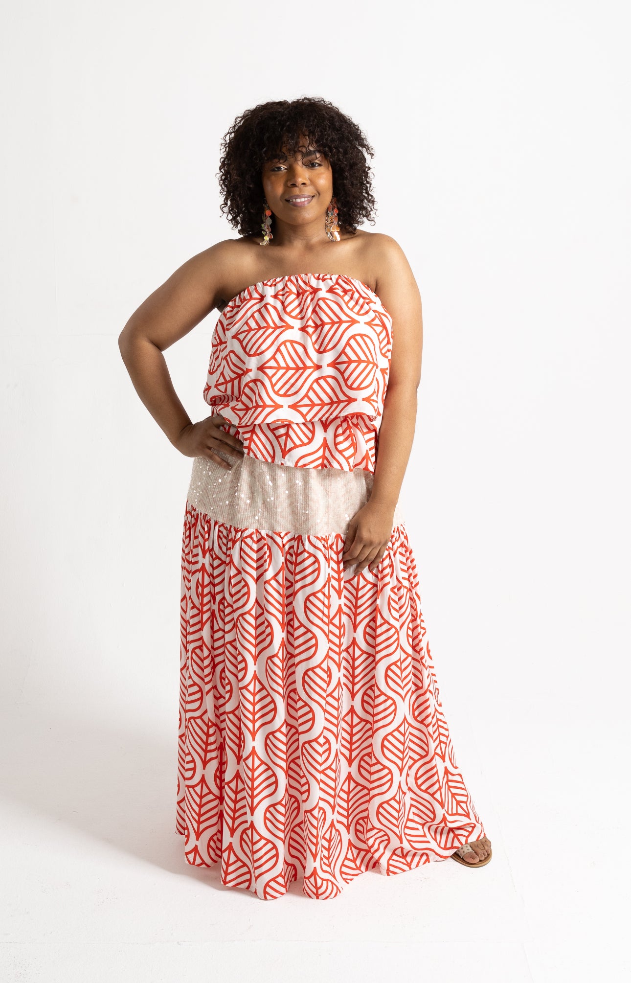 Coral Exotic Ruffle One Shoulder Top