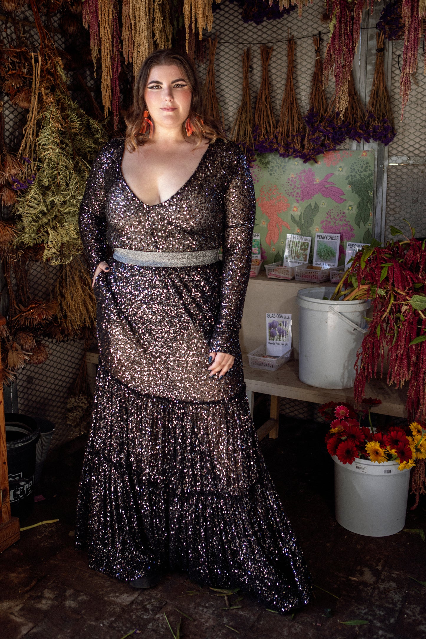 Sequins Tiered Maxi Skirt