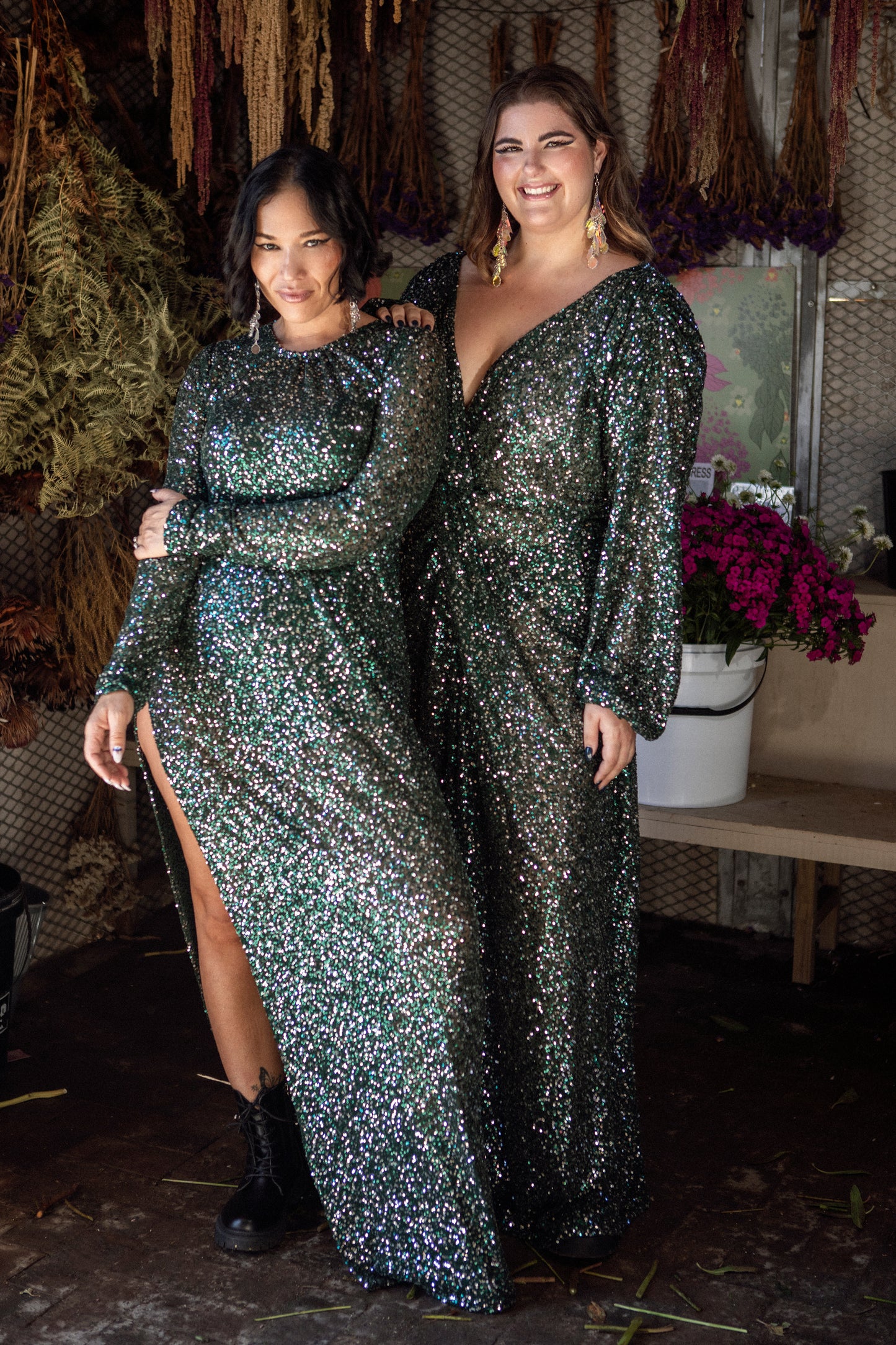 Sequins Emerald Twist Maxi Dress - Made To Order