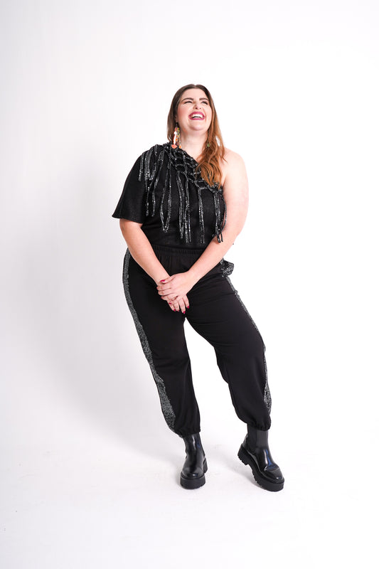 Crochet Core Sequins Top