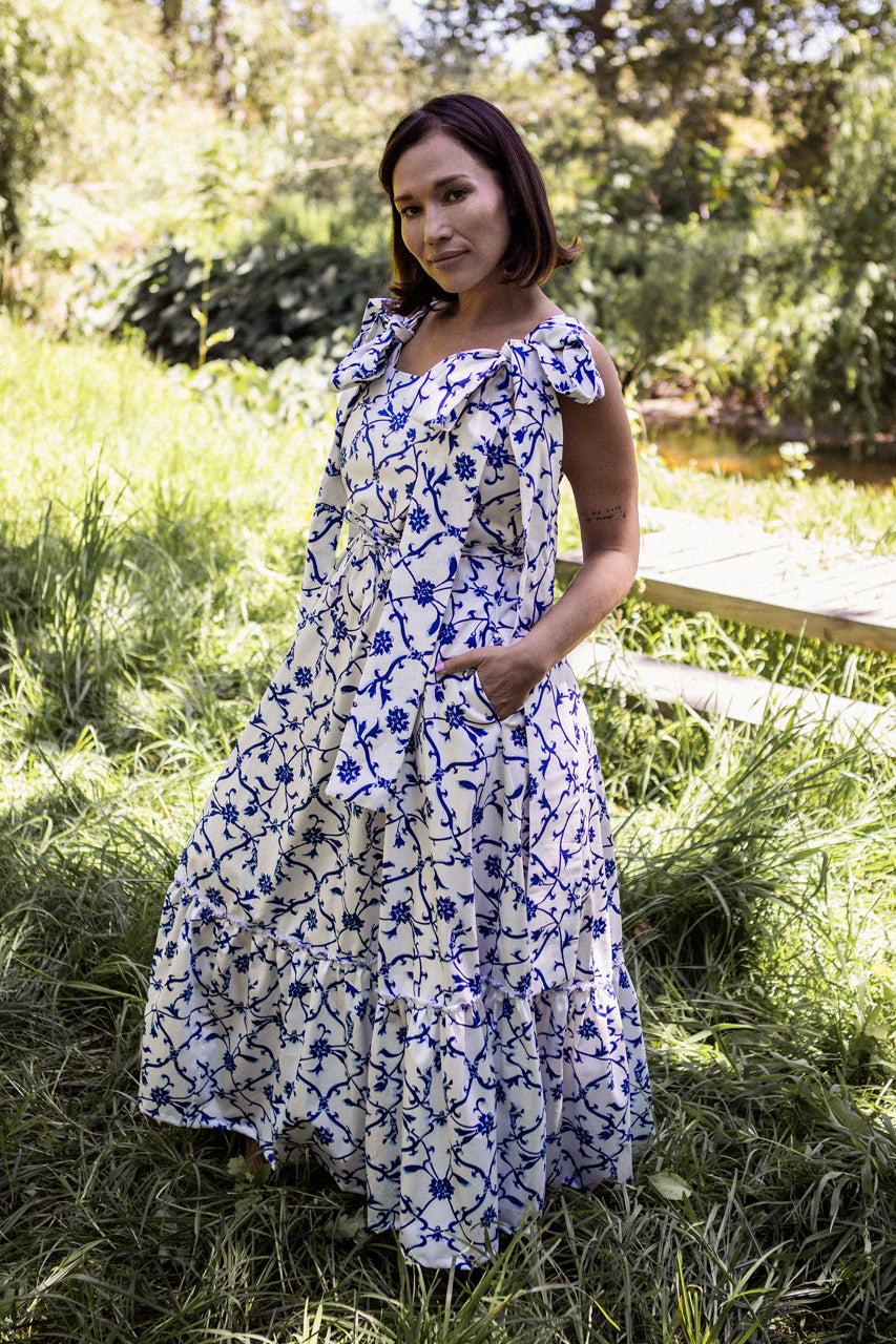 COCKTAIL MAXI DRESS - AZURE PRINT