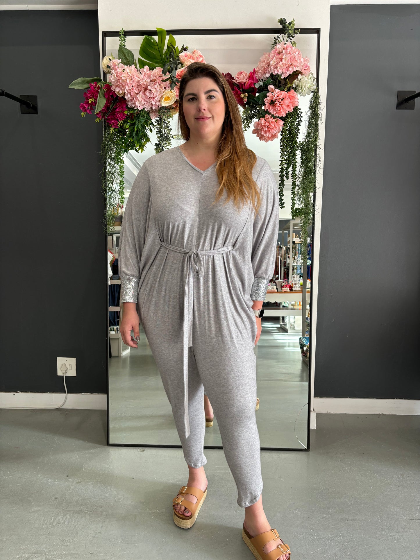 GREY KNIT JUMPSUIT