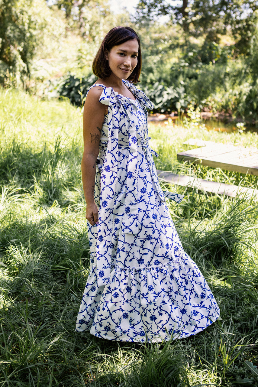 COCKTAIL MAXI DRESS - AZURE PRINT