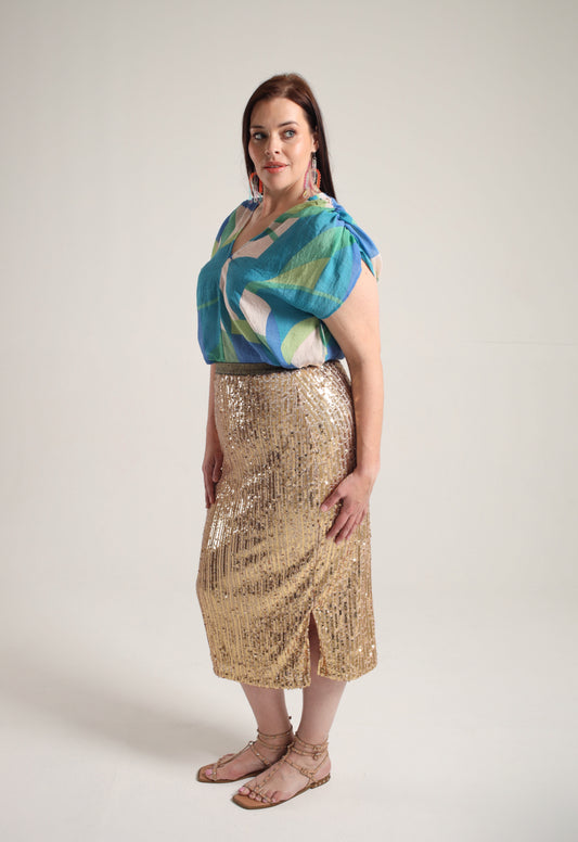Virgo Sequins Midi Skirt