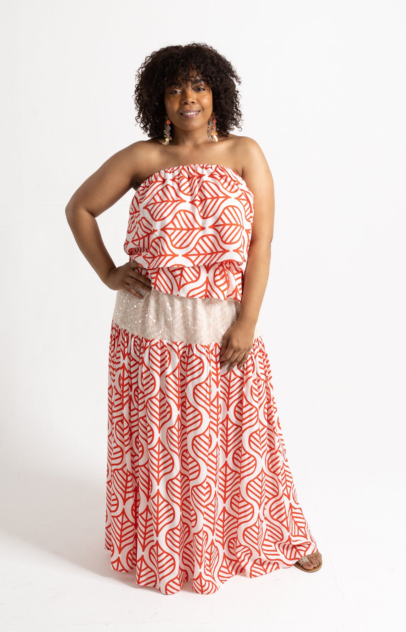 Coral Exotic Ruffle One Shoulder Top