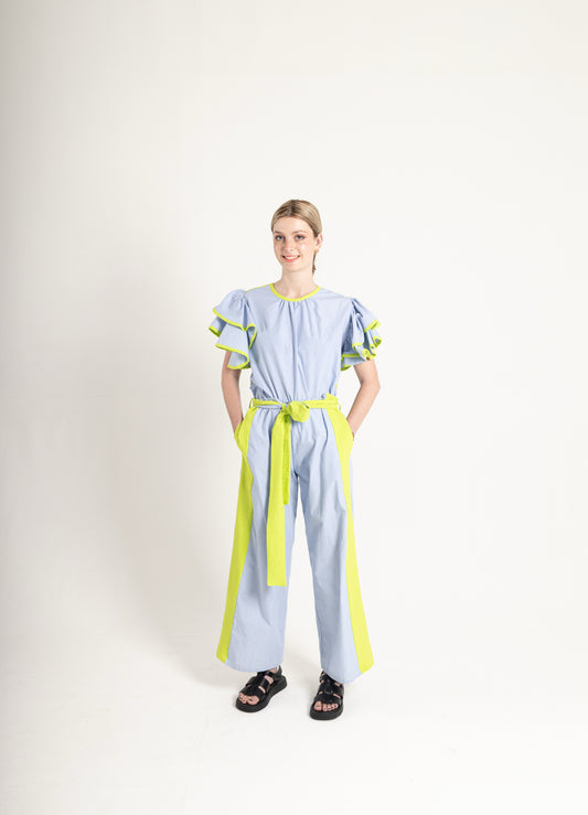 Neon Trim Ruffle Top