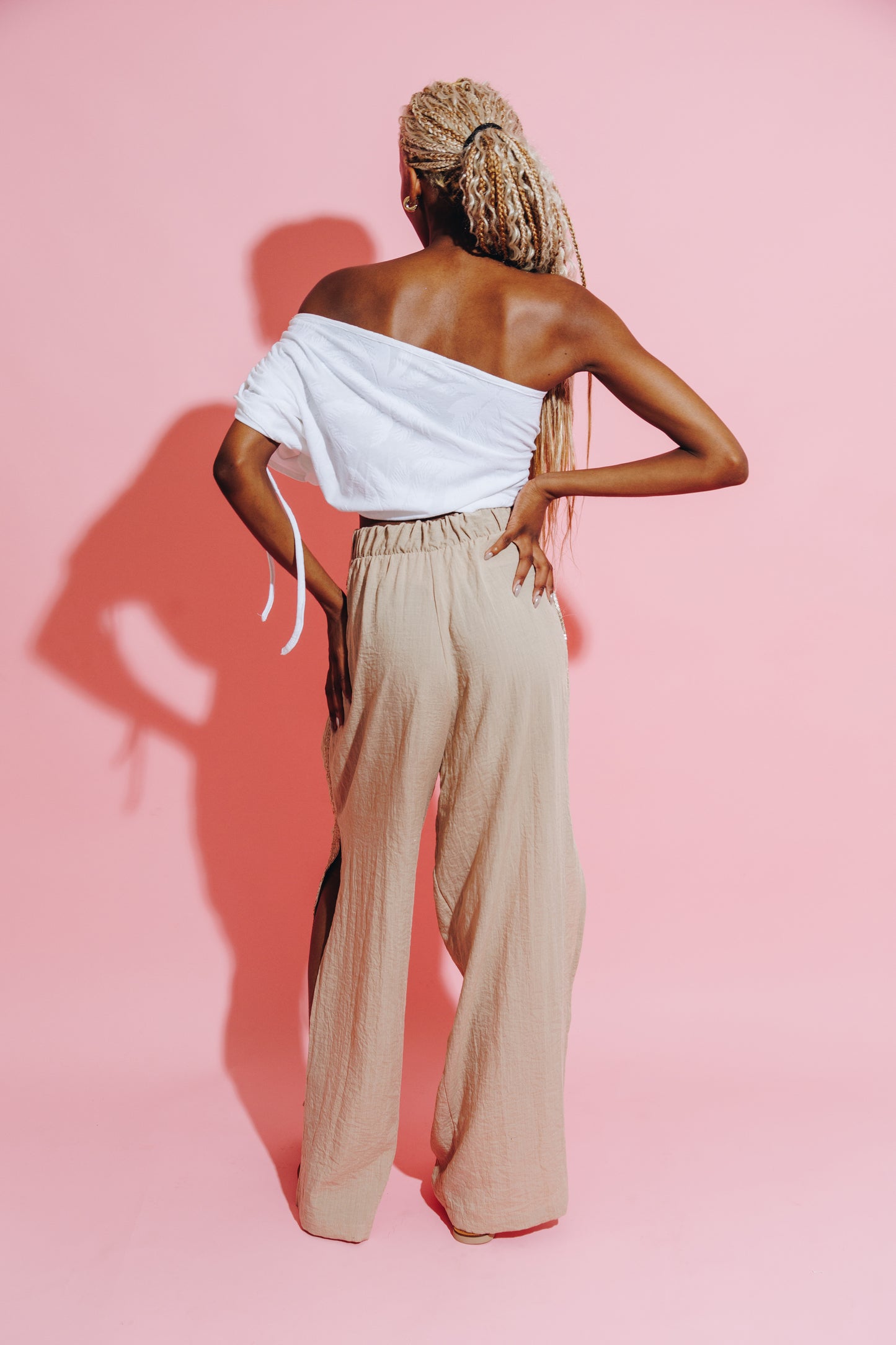 CHAMPAGNE SLIT LEG TROUSER