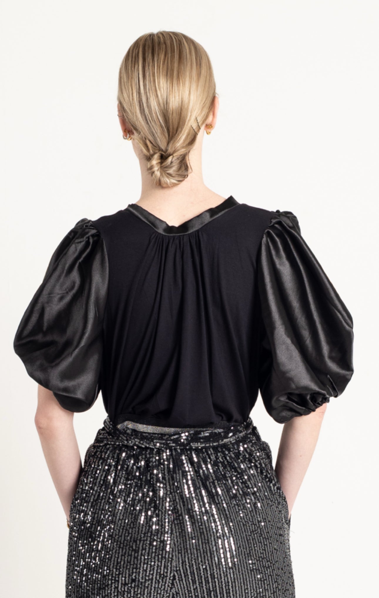 Satin Bubble Sleeve Tee