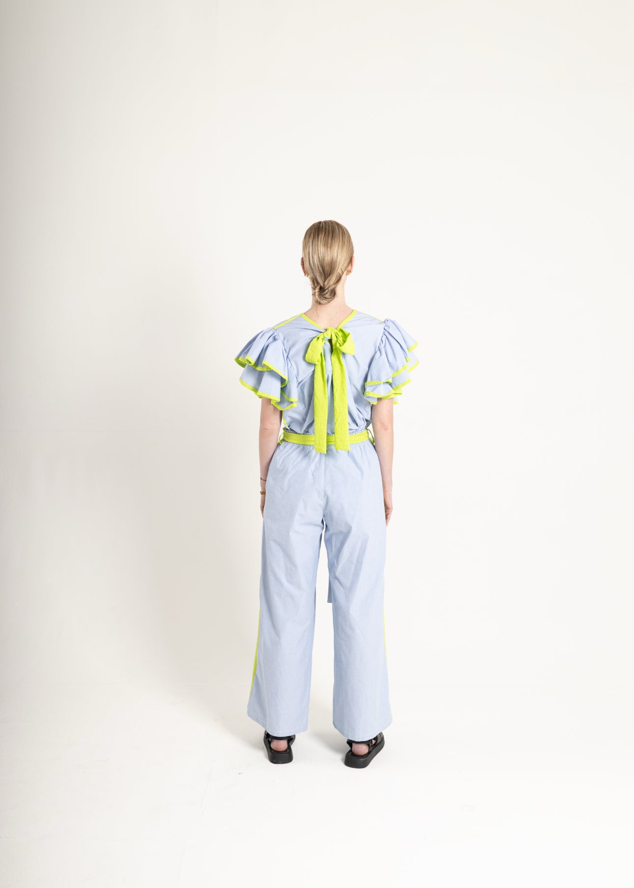 Neon Trim Ruffle Top