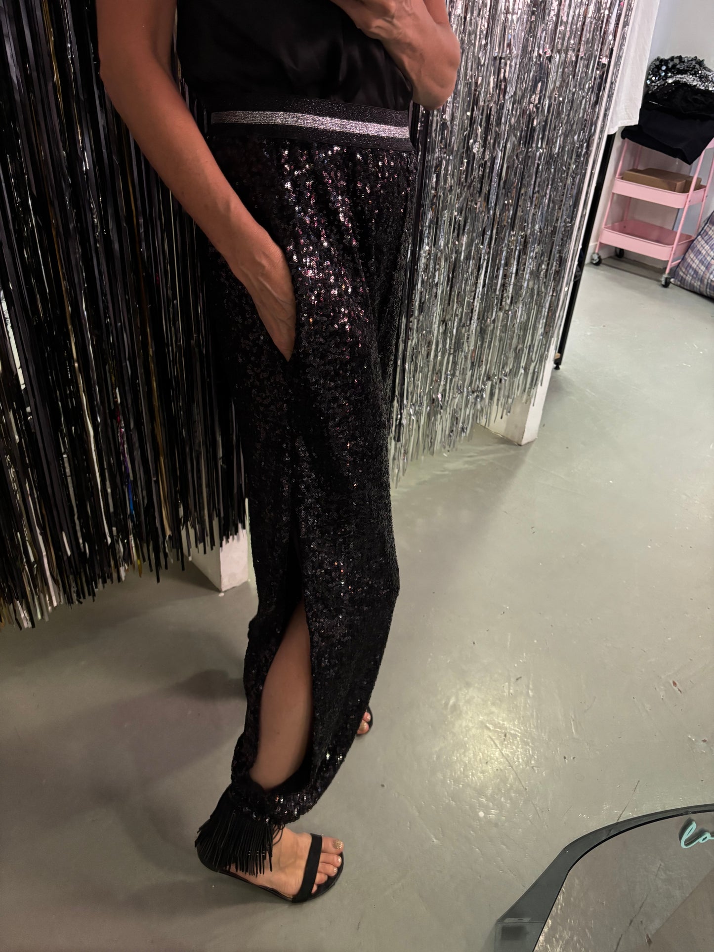 Sequins SideSlit Pants